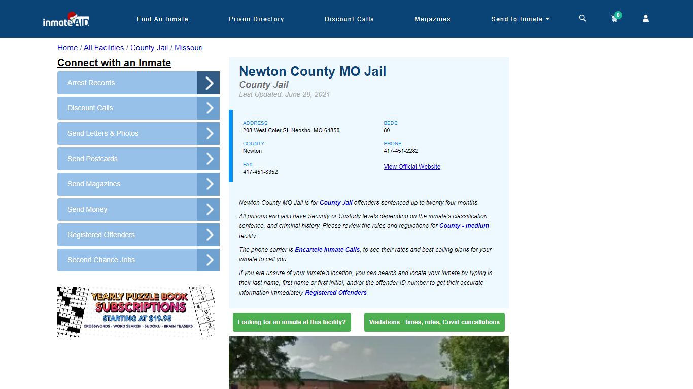 Newton County MO Jail - Inmate Locator - Neosho, MO